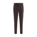 Brunello Cucinelli brown cotton casual pants with a relaxed fit and classic style, displayed on a neutral background.