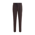 Brunello Cucinelli brown cotton casual pants with a relaxed fit and classic style, displayed on a neutral background.