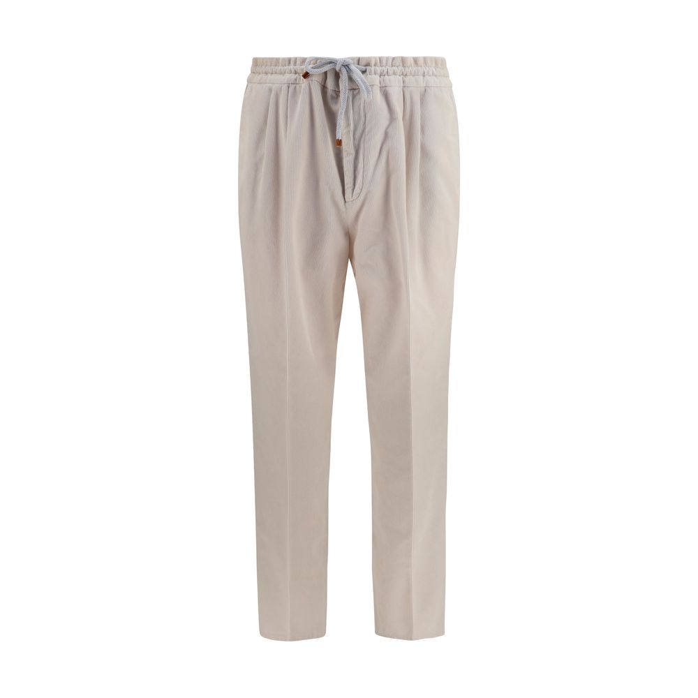 Brunello Cucinelli Beige Cotton Casual Pants - Eljoys Fashion 