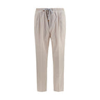 Brunello Cucinelli Beige Cotton Casual Pants - Eljoys Fashion 