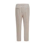 Brunello Cucinelli Beige Cotton Casual Pants - Eljoys Fashion 