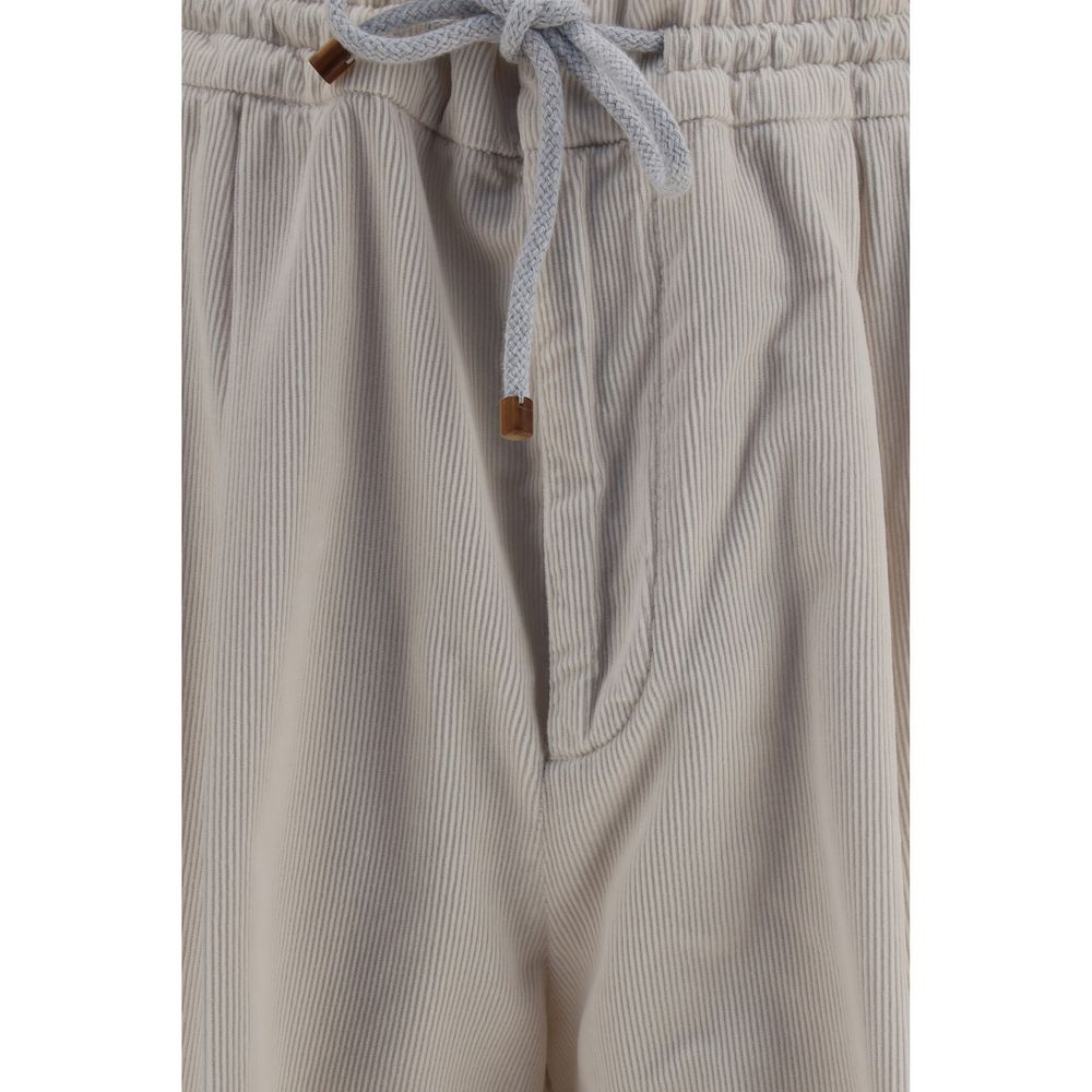 Brunello Cucinelli Beige Cotton Casual Pants - Eljoys Fashion 