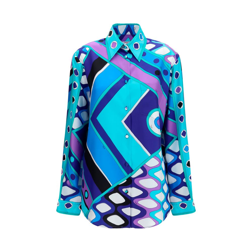 Emilio Pucci Blue Silk Shirt Emilio Pucci