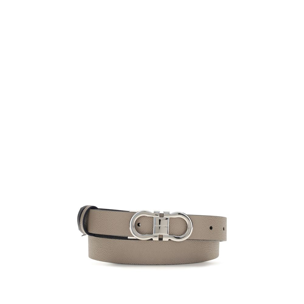 Ferragamo Gray Calf Leather Bos Taurus Regular Belt Ferragamo