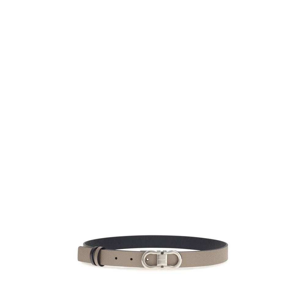 Ferragamo Gray Calf Leather Bos Taurus Regular Belt Ferragamo