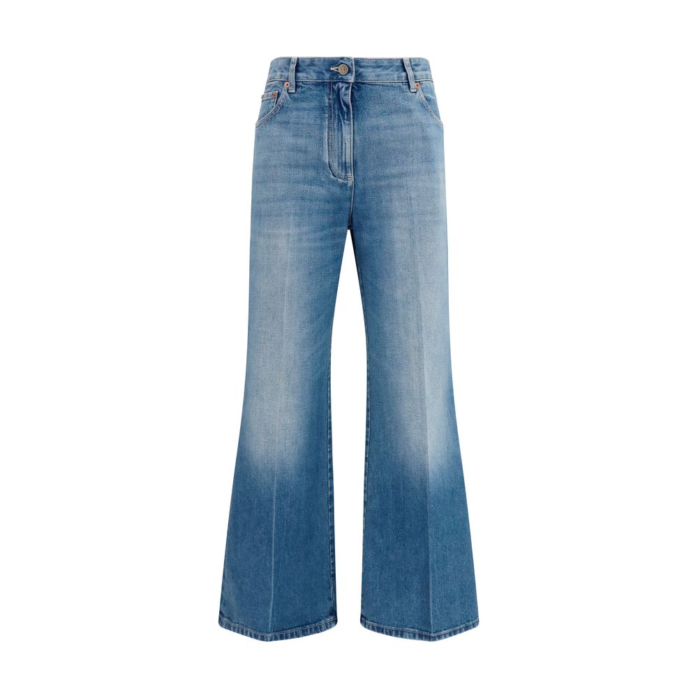 Valentino Blue Cotton Straight-Leg Jeans