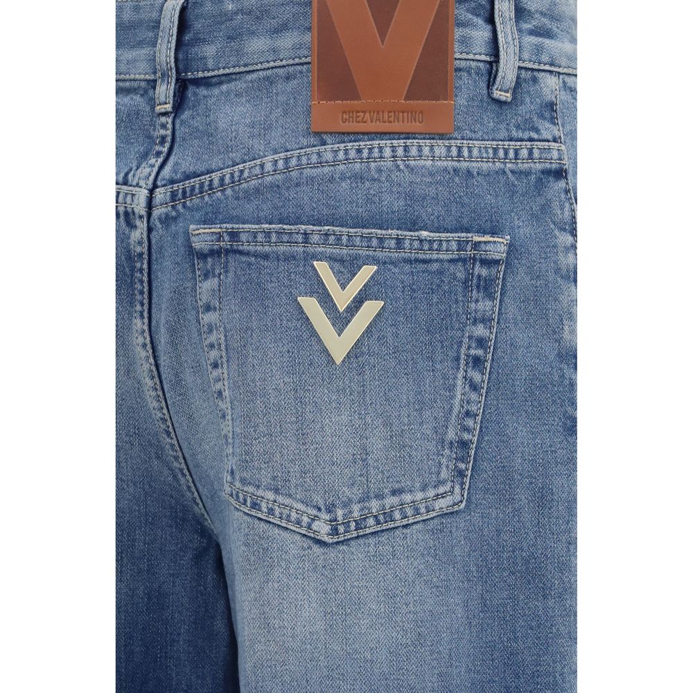 Valentino Blue Cotton Straight-Leg Jeans
