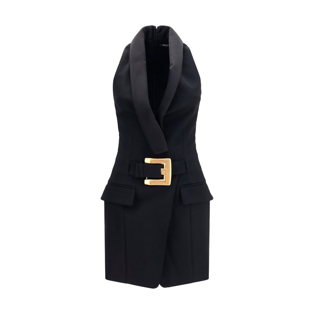 Balmain Black Wool Oves Aries Casual Dress Balmain