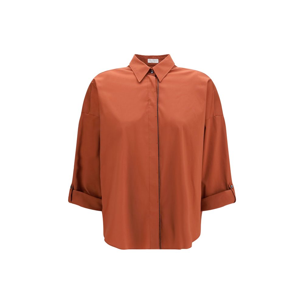 Brunello Cucinelli Brown Cotton Shirt Brunello Cucinelli