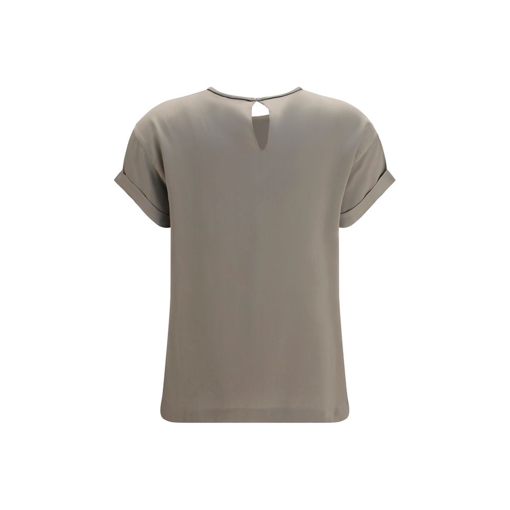 Brunello Cucinelli Beige Elastane Blouse Brunello Cucinelli