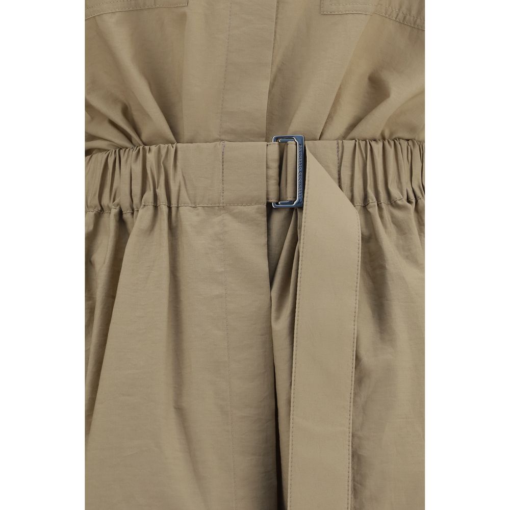 Brunello Cucinelli Beige Cotton Casual Dress Brunello Cucinelli
