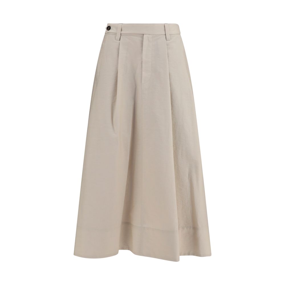 Brunello Cucinelli Beige Cotton Midi Skirt Brunello Cucinelli