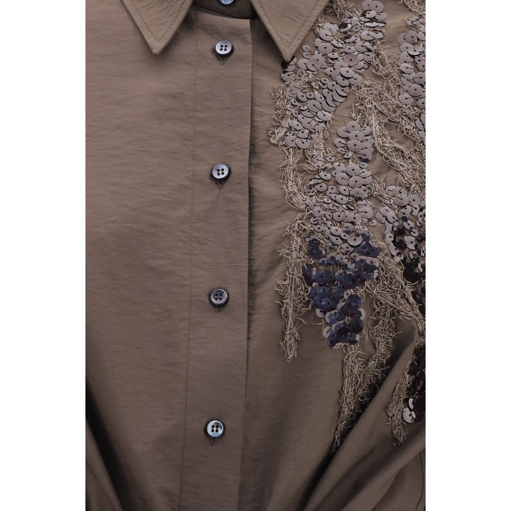 Brunello Cucinelli Brown Cotton Casual Dress Brunello Cucinelli