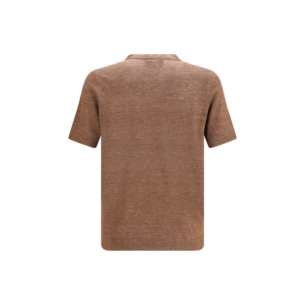 Brunello Cucinelli Brown Linen T-Shirt Brunello Cucinelli