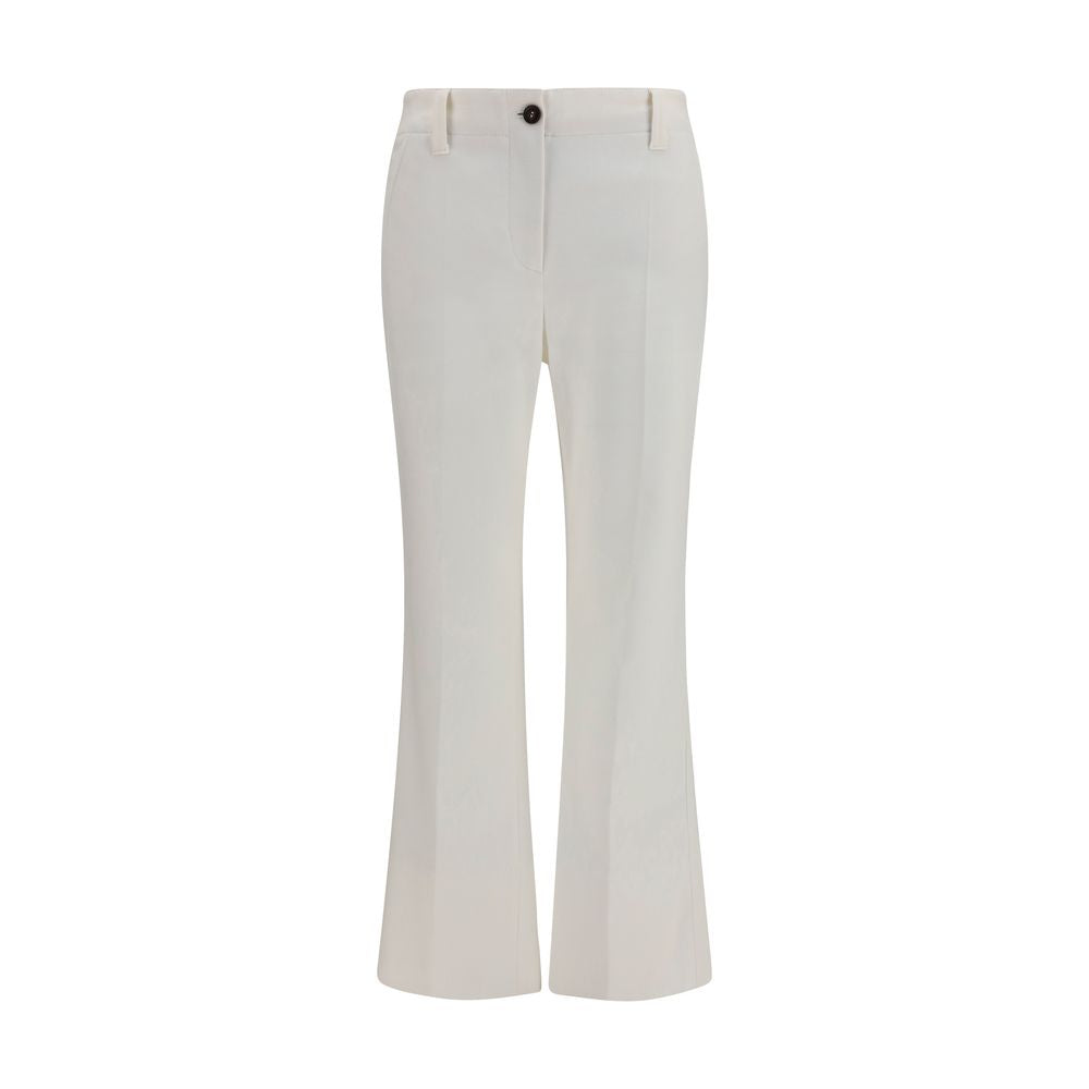 Brunello Cucinelli White Cotton Flared Pants Brunello Cucinelli