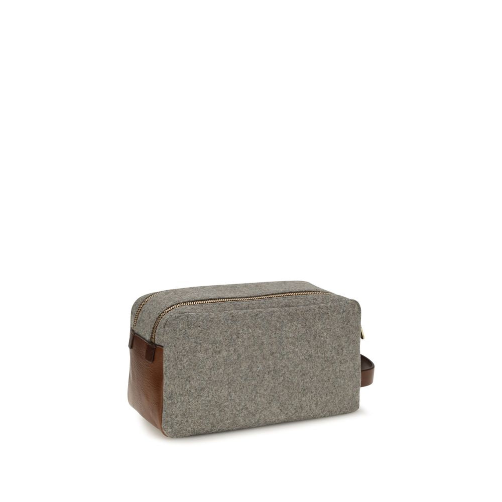 Brunello Cucinelli Gray Wool Oves Aries Wallet Brunello Cucinelli