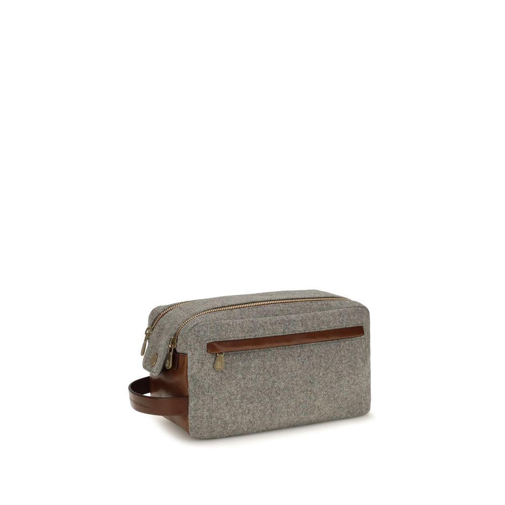 Brunello Cucinelli Gray Wool Oves Aries Wallet Brunello Cucinelli