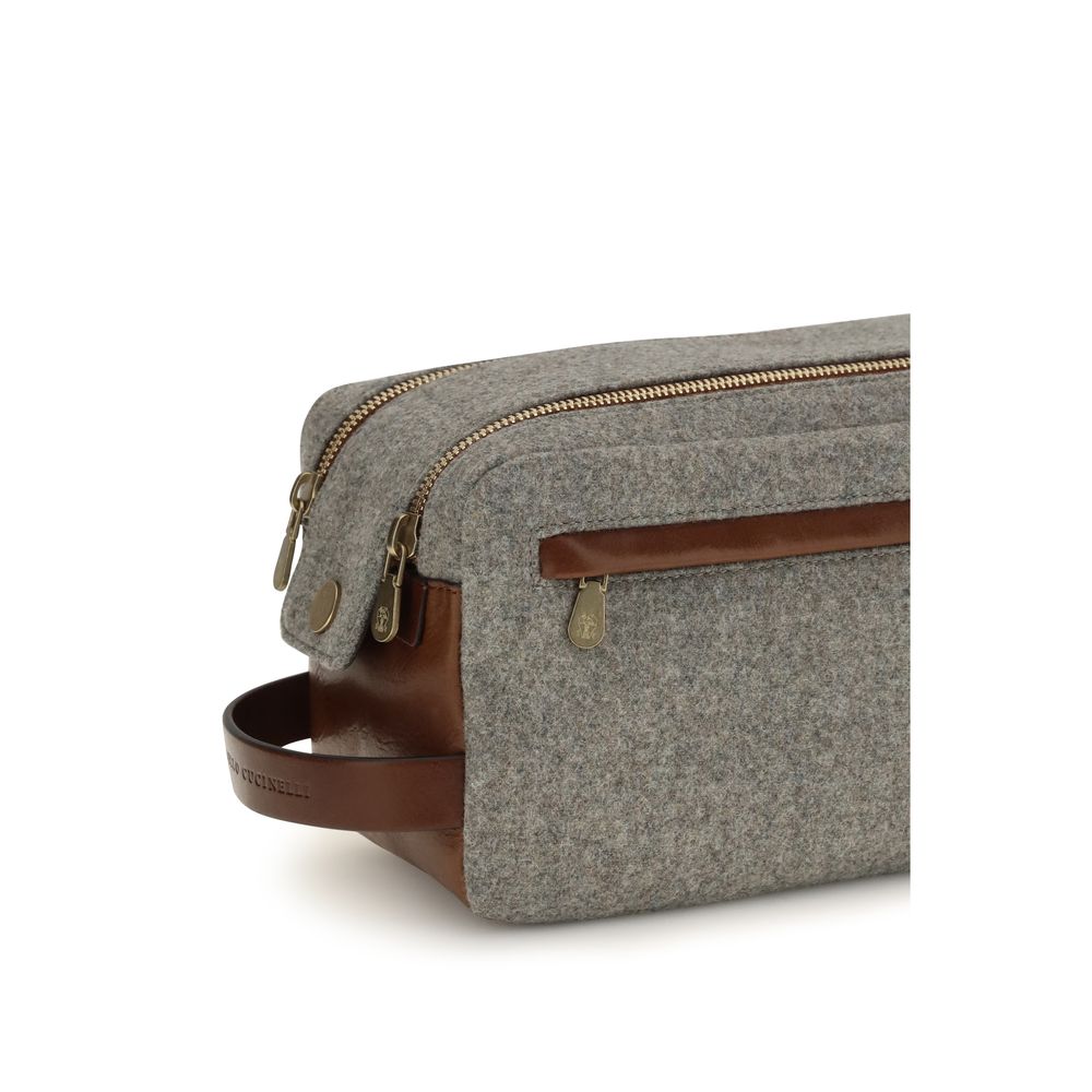 Brunello Cucinelli Gray Wool Oves Aries Wallet Brunello Cucinelli