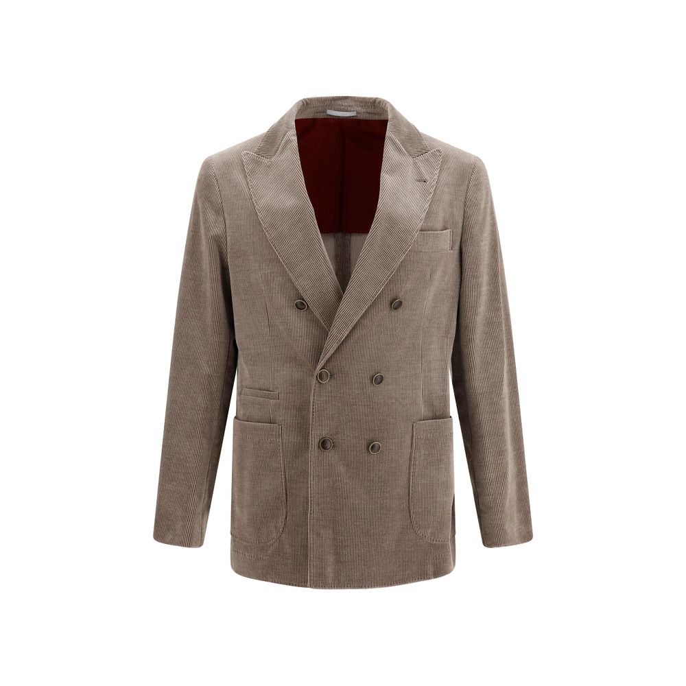 Brunello Cucinelli Gray Cotton Full-Length Jacket Brunello Cucinelli