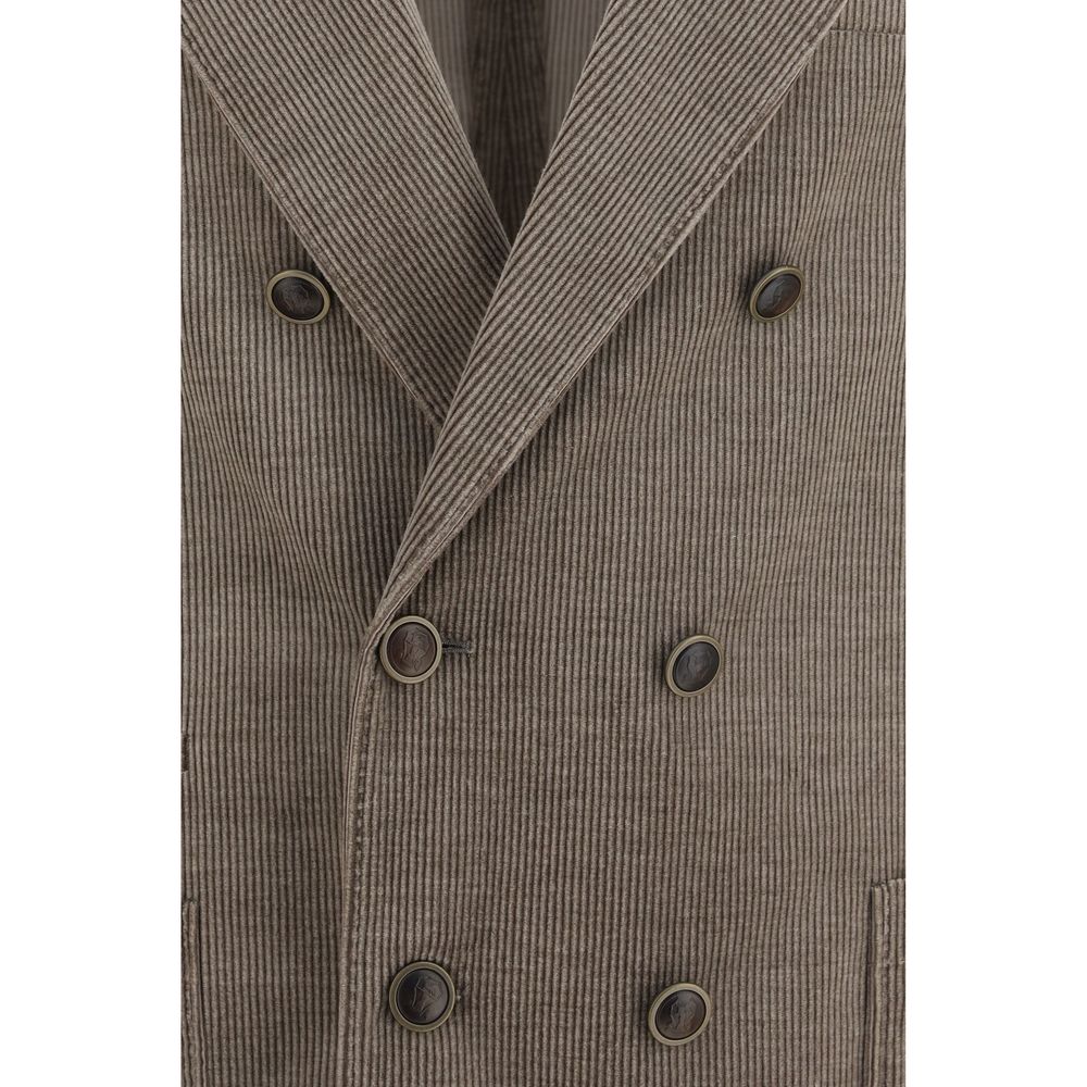 Brunello Cucinelli Gray Cotton Full-Length Jacket Brunello Cucinelli