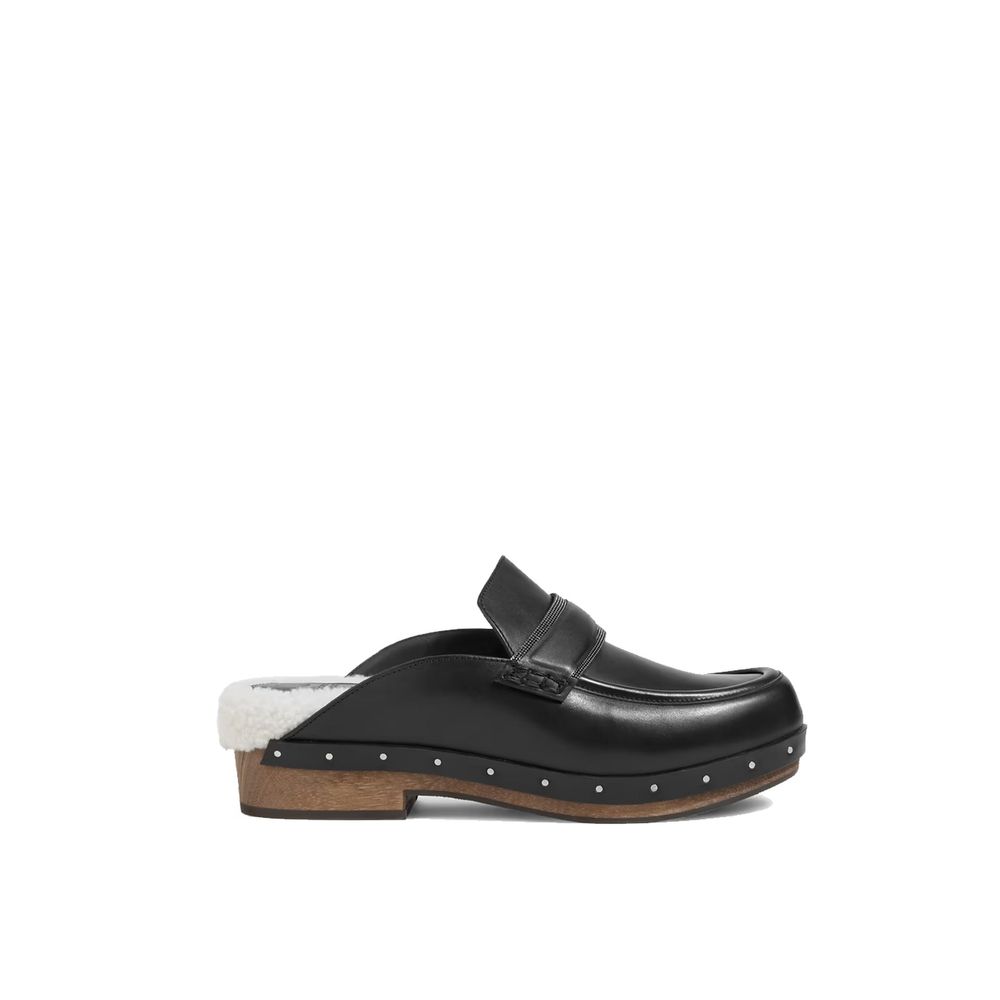 Brunello Cucinelli Black Leather Mules Brunello Cucinelli