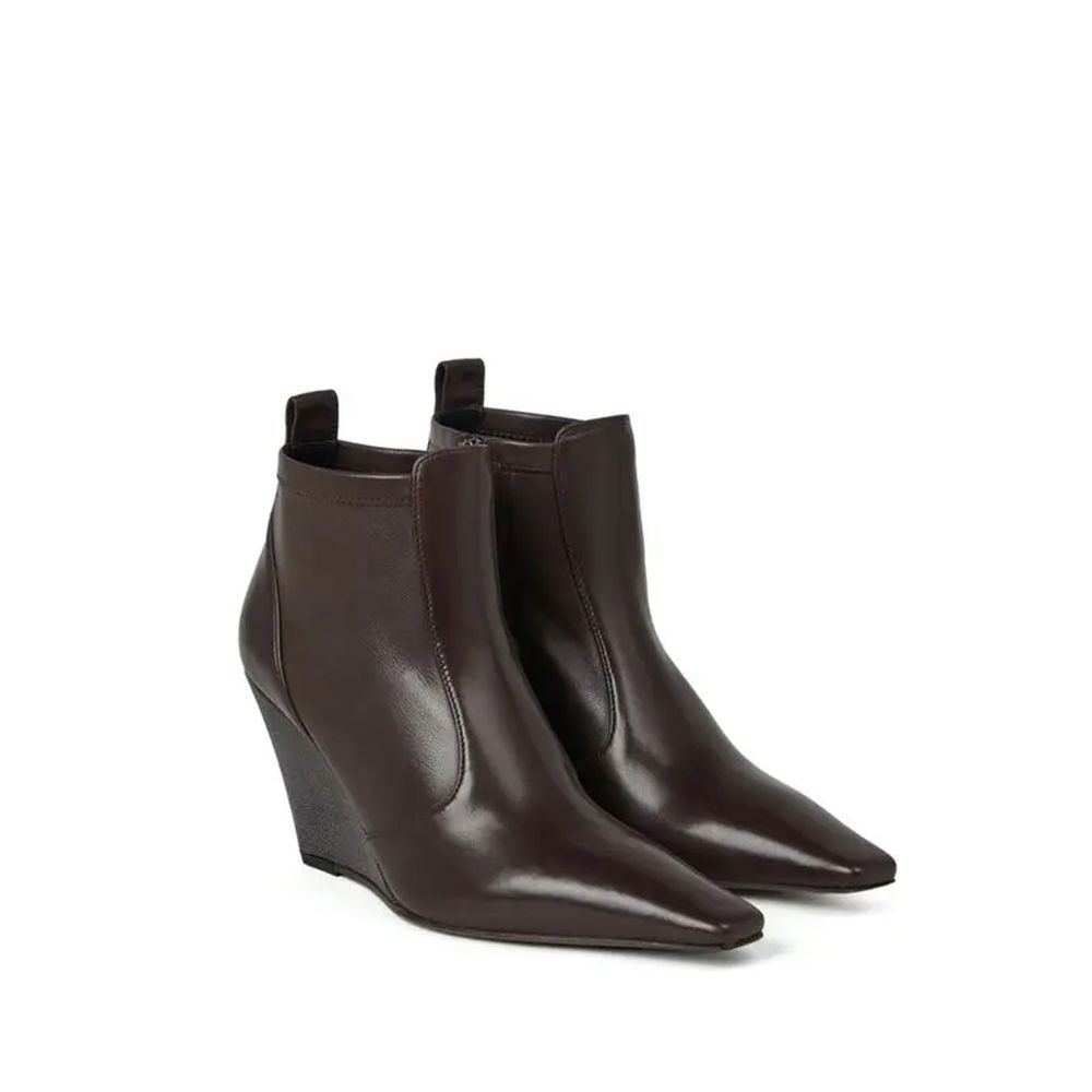 Brunello Cucinelli Brown Leather Ankle Boots Brunello Cucinelli
