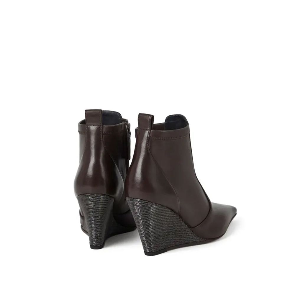 Brunello Cucinelli Brown Leather Ankle Boots Brunello Cucinelli