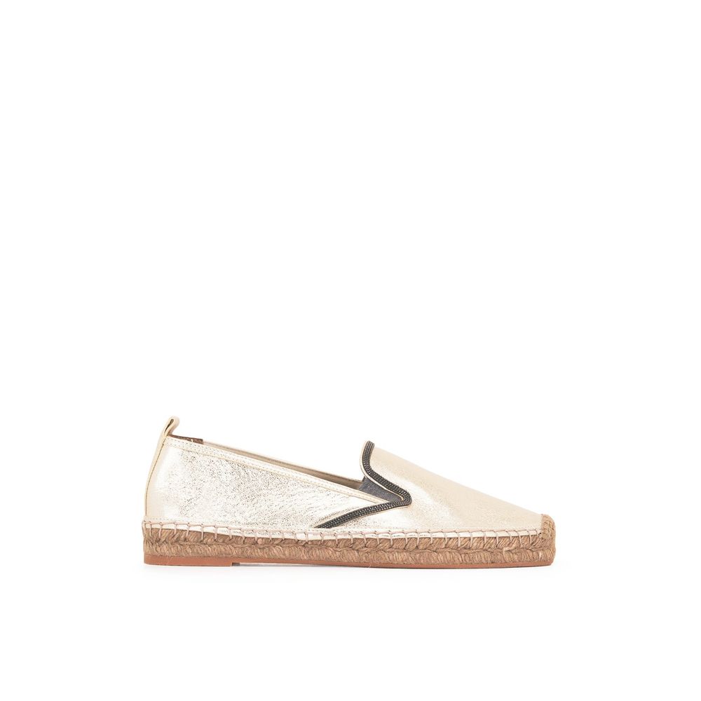 Brunello Cucinelli Gold Leather Espadrilles Brunello Cucinelli