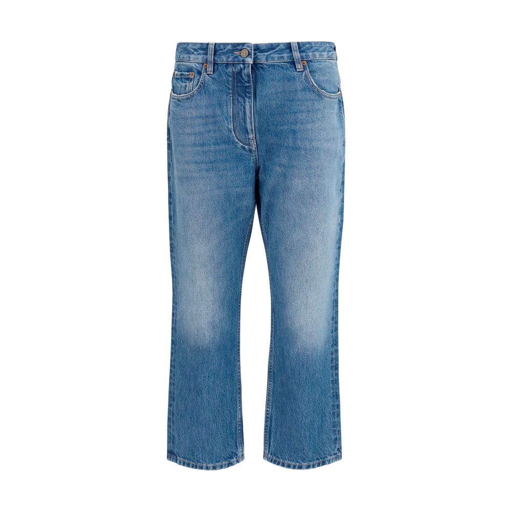 Valentino Blue Cotton Straight-Leg Jeans