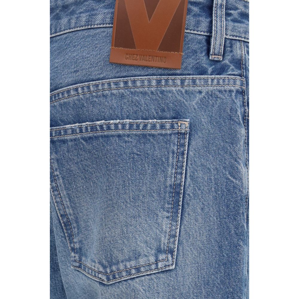 Valentino Blue Cotton Straight-Leg Jeans