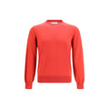 Brunello Cucinelli red cotton sweatshirt with crewneck design and long sleeves, casual and comfortable apparel for everyday wear.