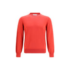Brunello Cucinelli red cotton sweatshirt with crewneck design and long sleeves, casual and comfortable apparel for everyday wear.