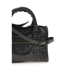 Black Balenciaga Lamb Ovis Aries handbag with structured design and top handle, featuring sleek leather and minimalist style.