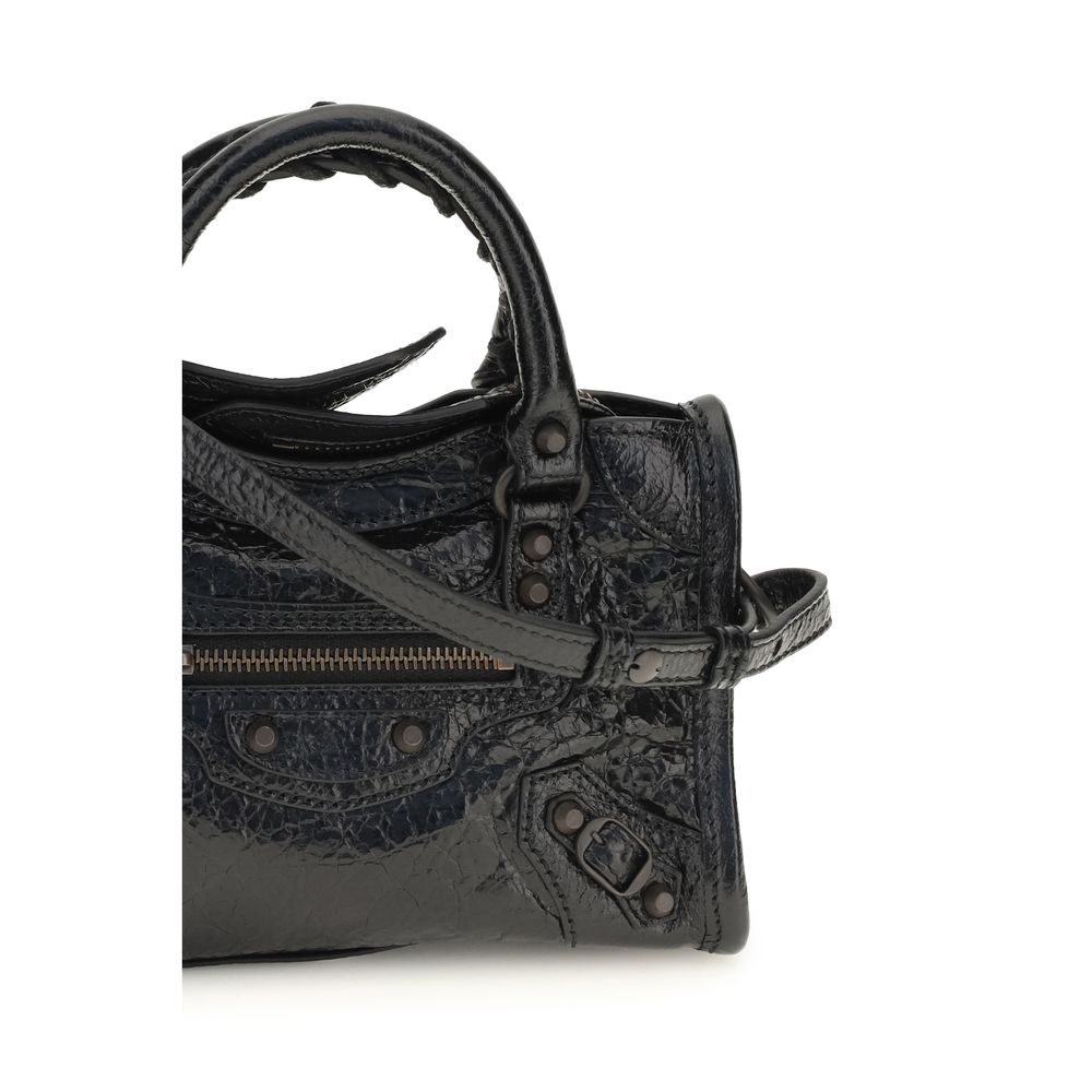 Black Balenciaga Lamb Ovis Aries handbag with structured design and top handle, featuring sleek leather and minimalist style.