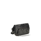 Black Balenciaga Lamb Ovis Aries shoulder bag with sleek design and structured shape, featuring silver hardware and top handle.