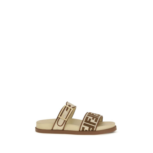 Fendi Brown Raffia Flat Sandals Fendi