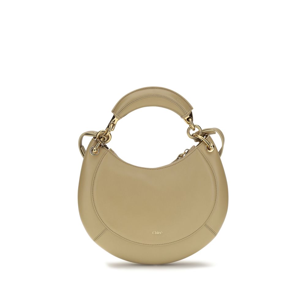 Chloé beige calf leather Bos Taurus shoulder bag with sleek design and gold-tone hardware, featuring a spacious interior and elegant style.
