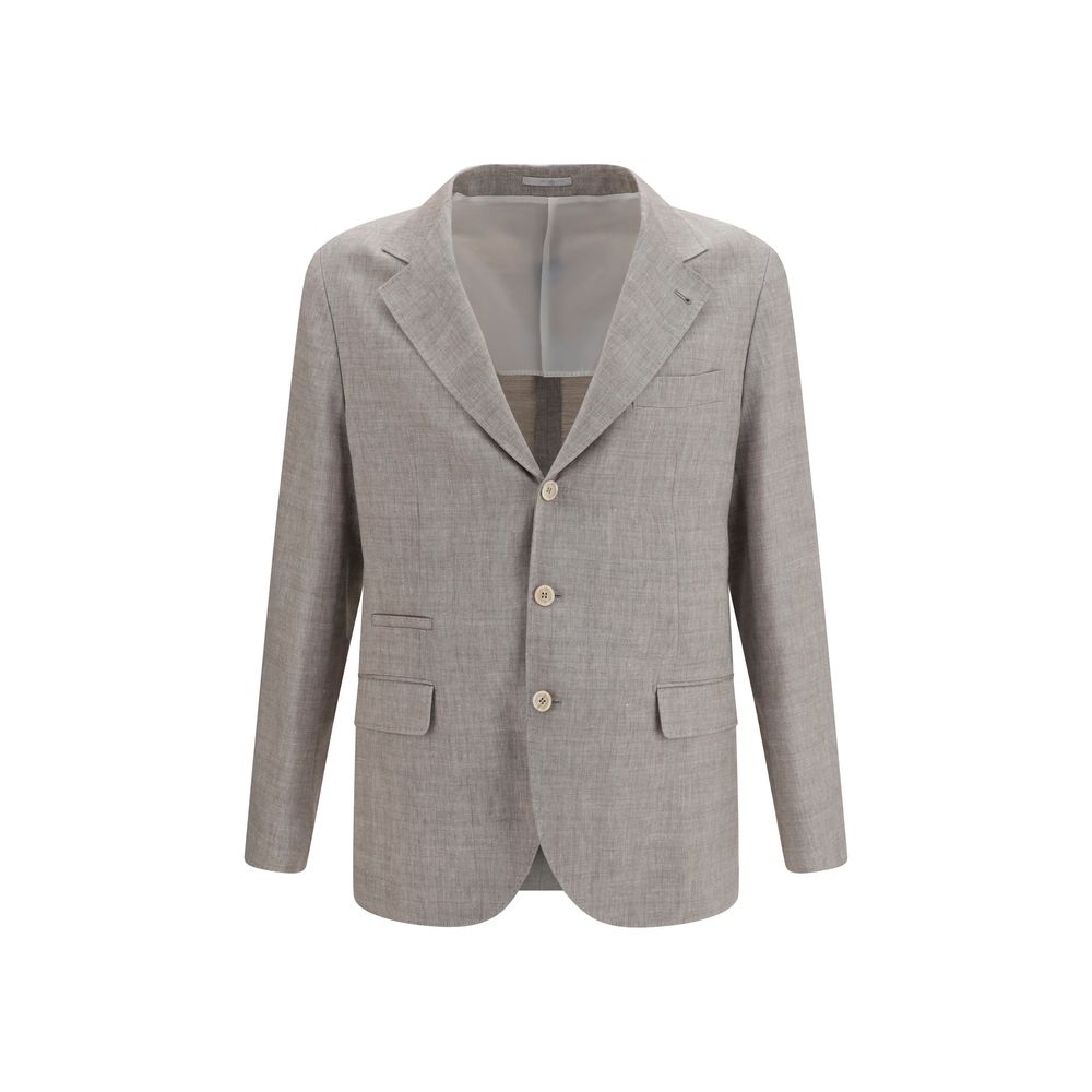 Brunello Cucinelli Beige Linen Full-Length Jacket Brunello Cucinelli