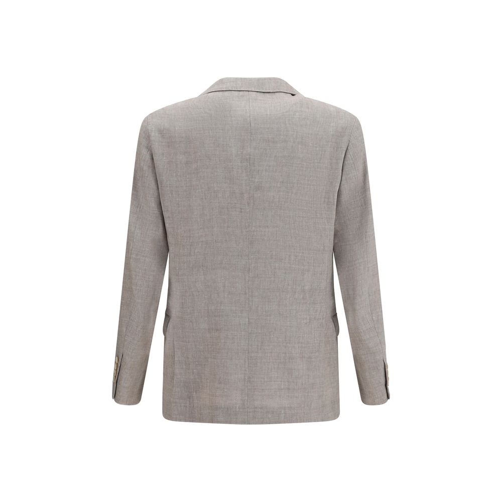 Brunello Cucinelli Beige Linen Full-Length Jacket Brunello Cucinelli