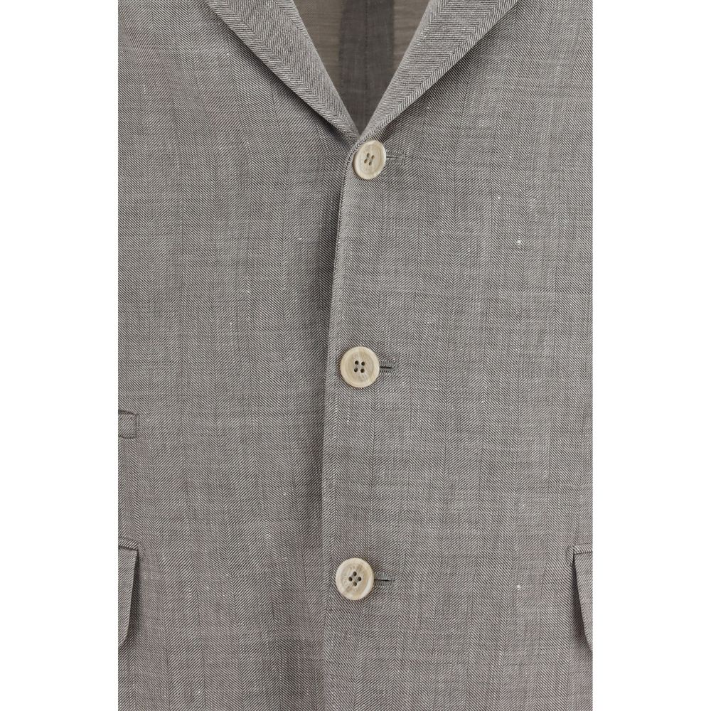 Brunello Cucinelli Beige Linen Full-Length Jacket Brunello Cucinelli