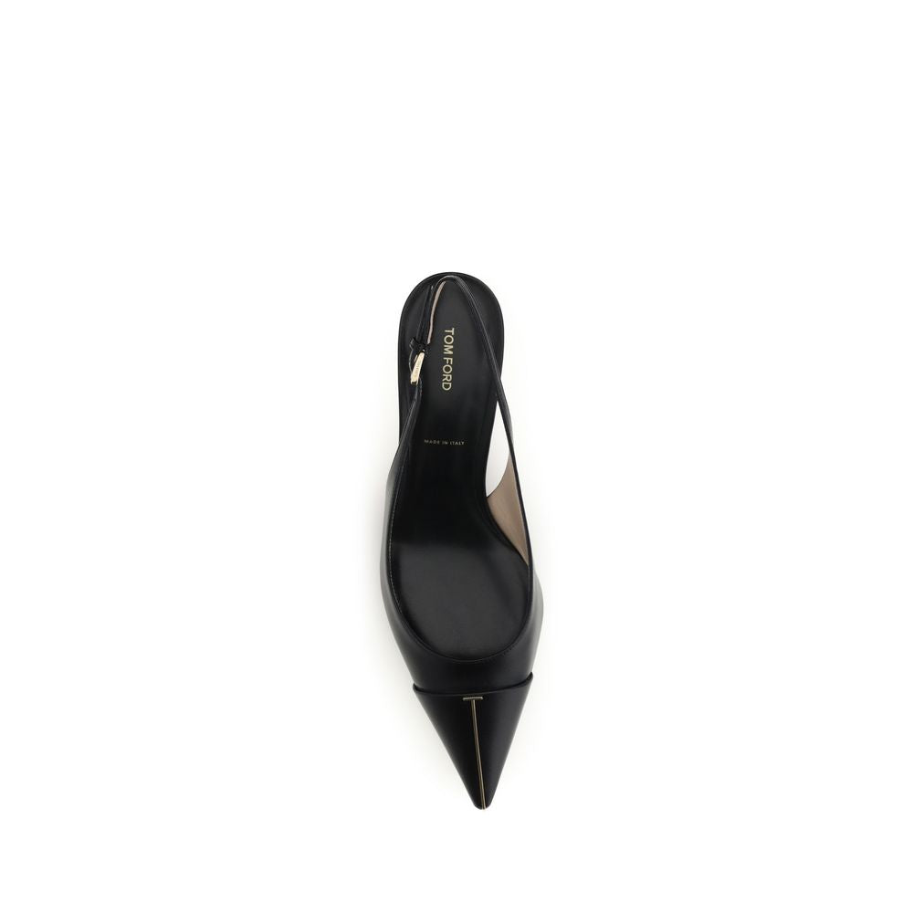 Tom Ford Black Calf Leather Bos Taurus Mid Heel Pumps Tom Ford