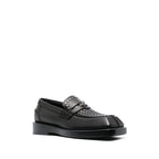 Versace Black Leather Slip-On Loafers