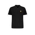 Black Versace cotton T-shirt with iconic logo design, casual fit, and smooth fabric visible in the image.