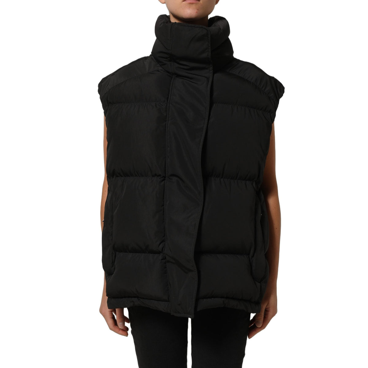 Dolce & Gabbana Black Polyester Sleeveless Padded Men Puffer Jacket