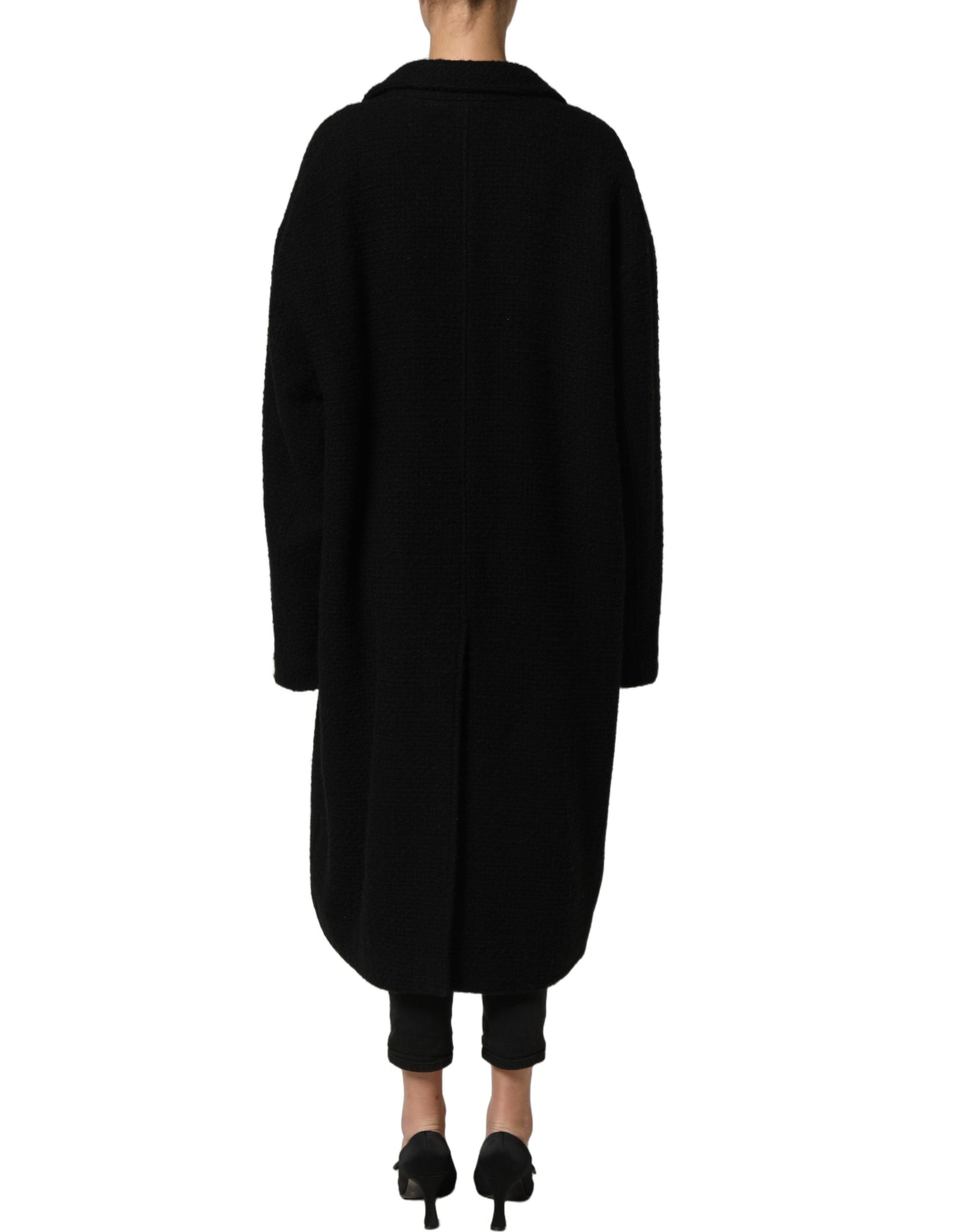 Dolce & Gabbana Black Double Breasted Men Trench Coat Jacket Dolce & Gabbana