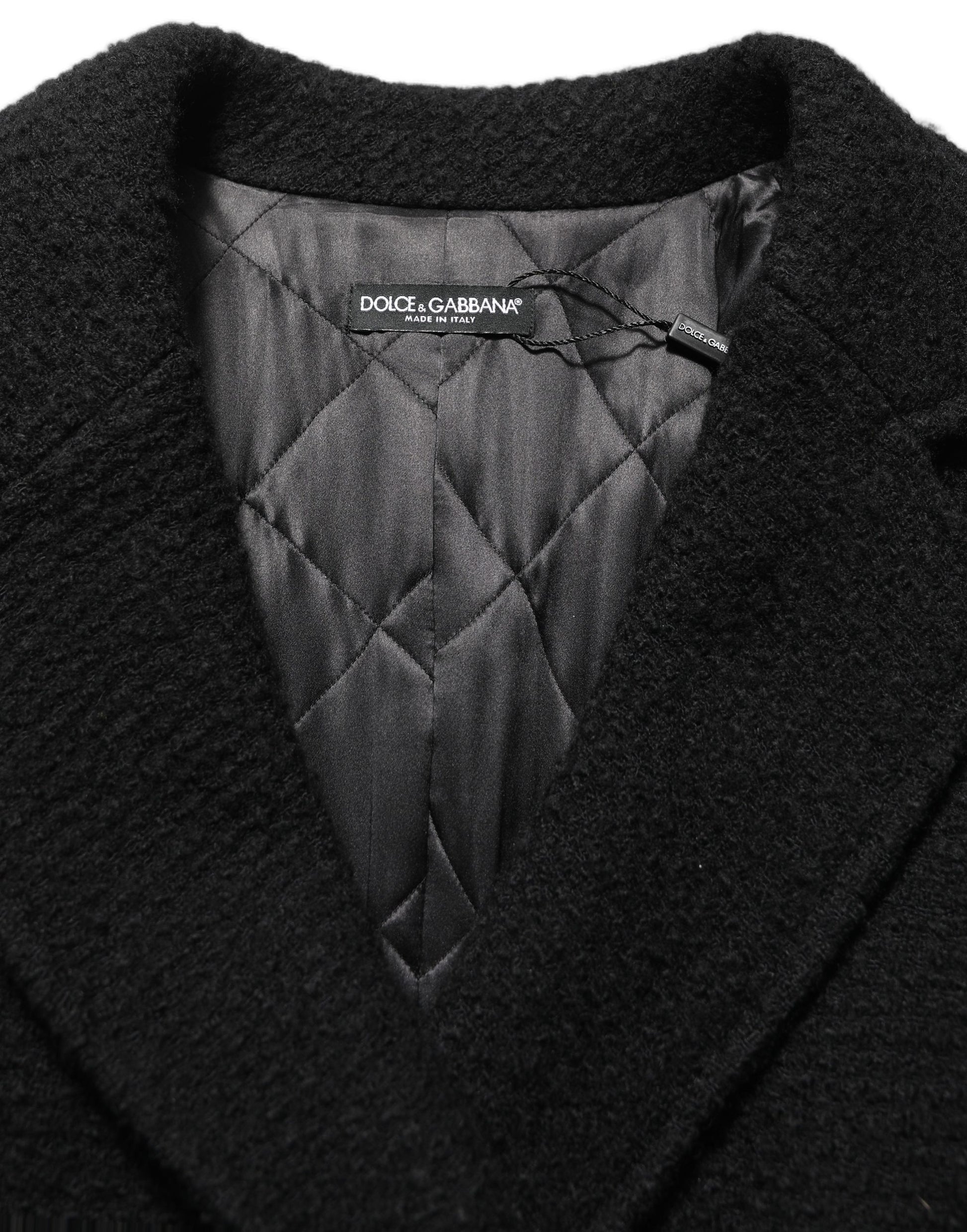 Dolce & Gabbana Black Double Breasted Men Trench Coat Jacket Dolce & Gabbana