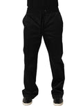 Black Dolce & Gabbana cotton jogger sweatpants with drawstring waist and relaxed fit for men.