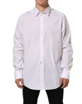 Dolce & Gabbana white cotton long-sleeve men's dress shirt with a classic collar and button-up front.