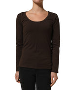 Alpha Massimo Rebecchi Brown Long Sleeves Round Neck Top