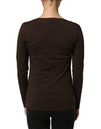 Alpha Massimo Rebecchi Brown Long Sleeves Round Neck Top